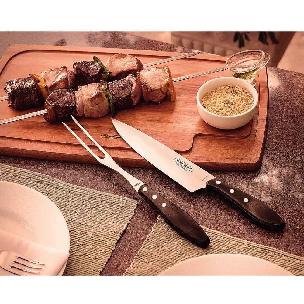 carving knife and fork set with wooden handles - MyHouse