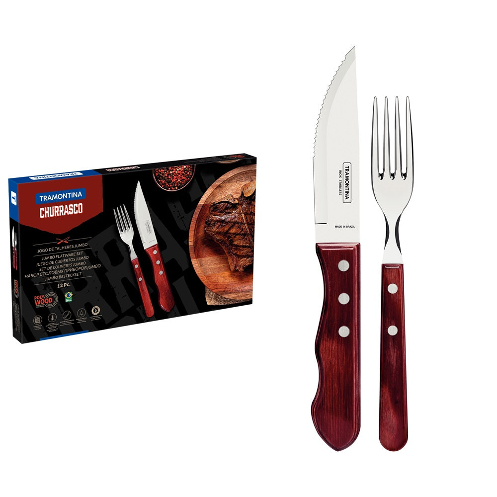 Tramontina 12 Piece Polywood Jumbo Steak Set Red - MyHouse