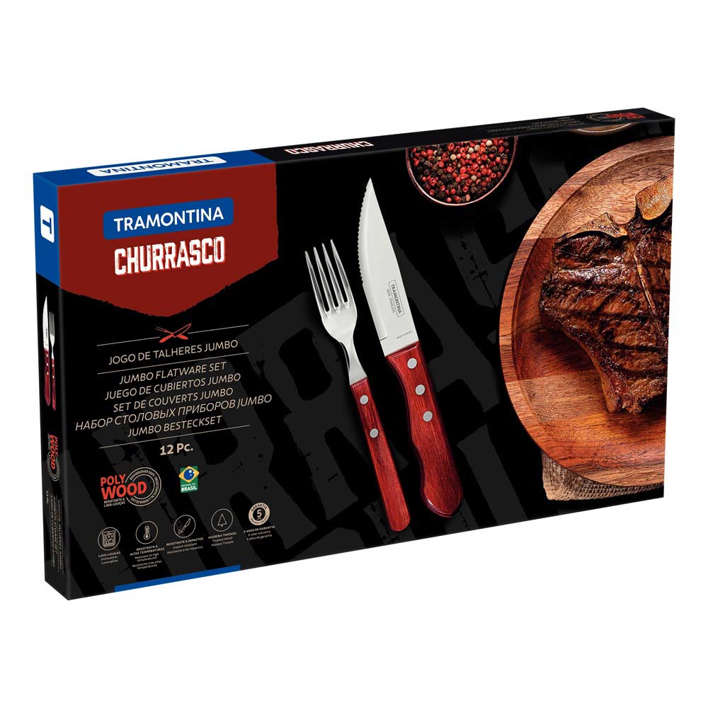 Tramontina 12 Piece Polywood Jumbo Steak Set Red - MyHouse