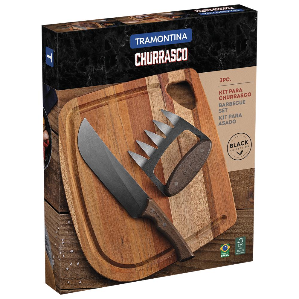 Tramontina Churrasco 3 Piece BBQ Set Black