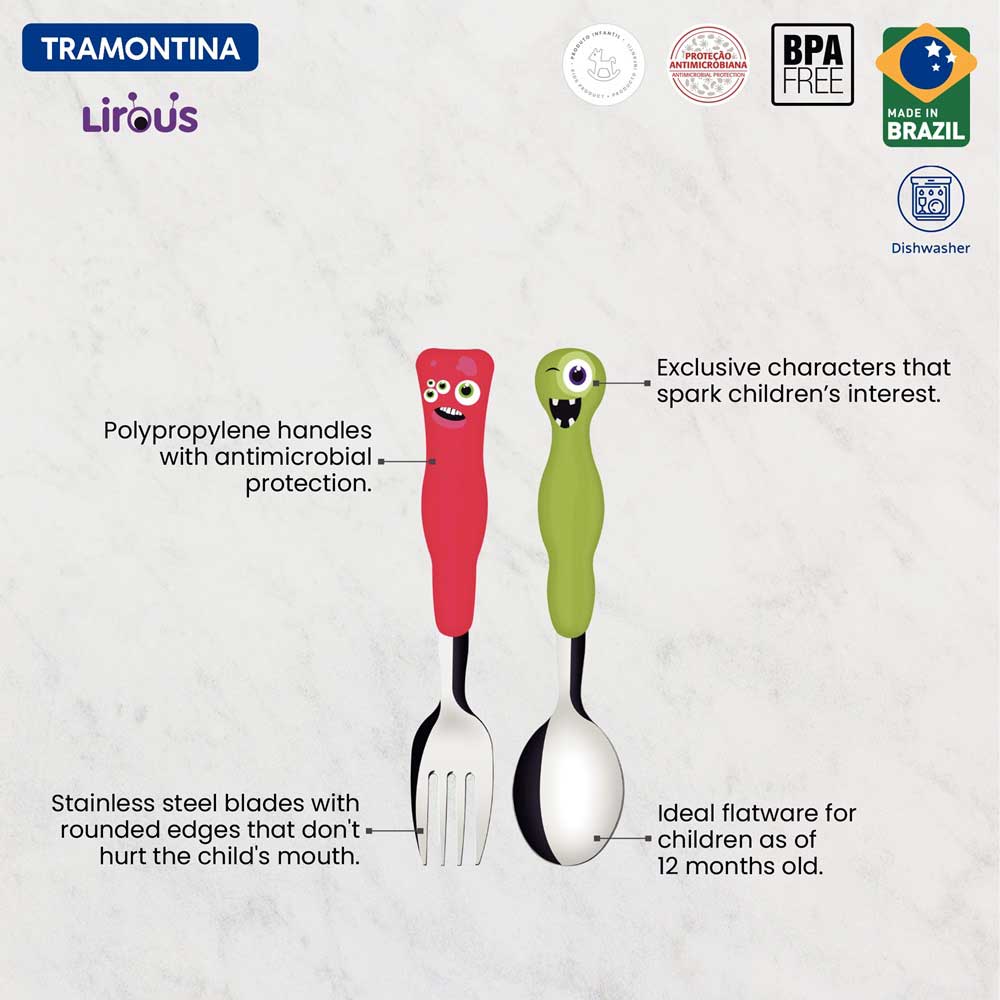 Tramontina 2 Piece Children's Cutlery Set with Monster handles - MyHouse