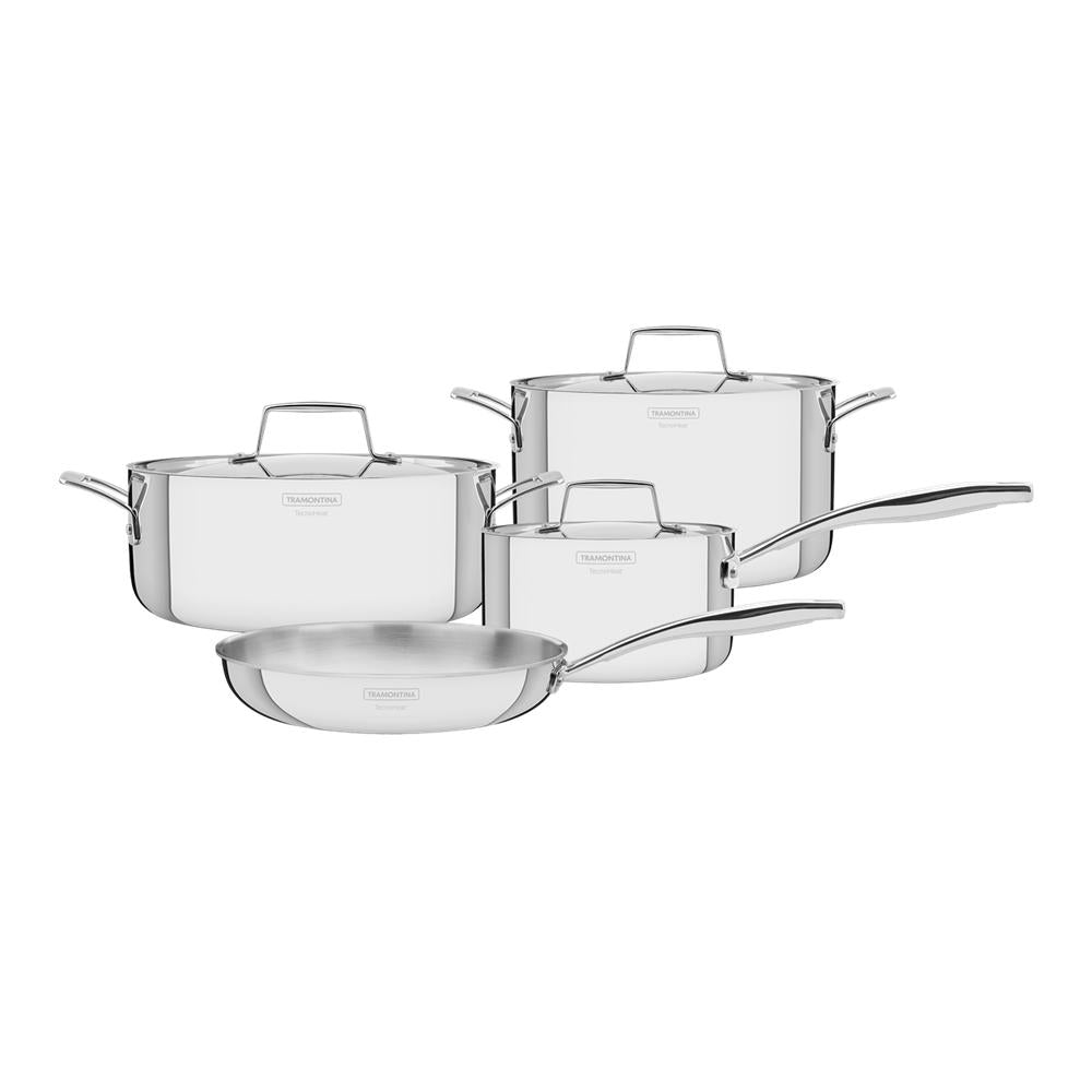 Tramontina Grano 4 Piece Triply Clad Cookware Set with Stainless Steel Lids