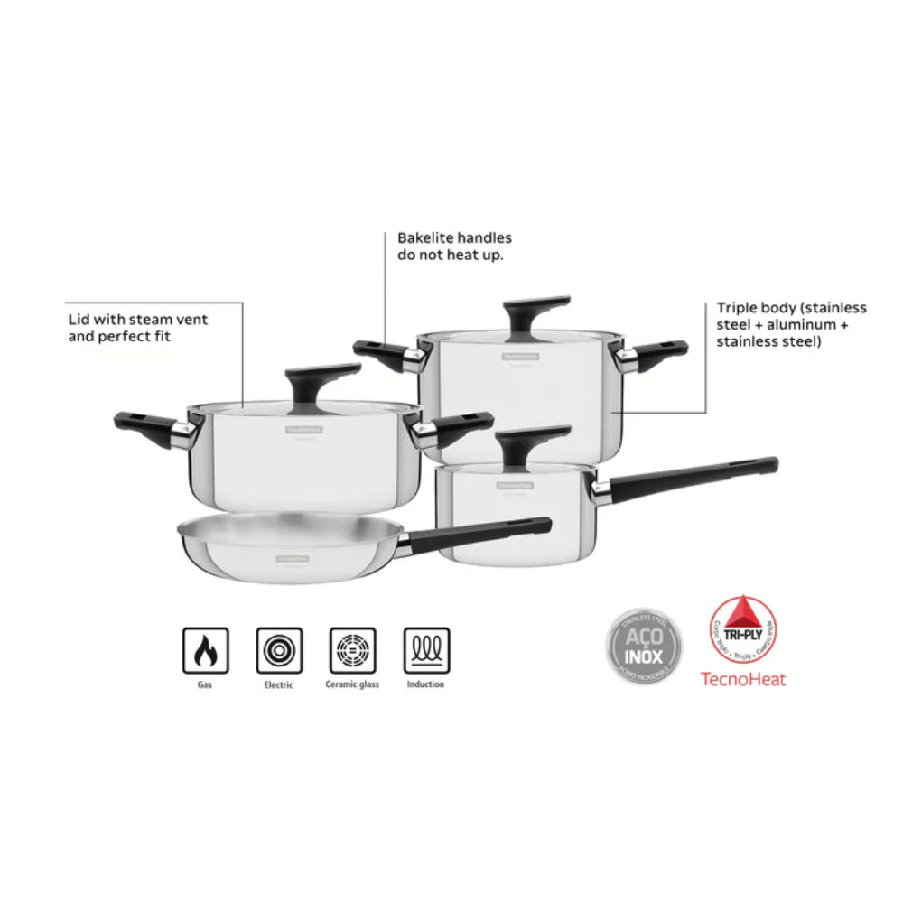 Tramontina Grano 4 Piece Triply Clad Cookware Set with Bakelite Handles