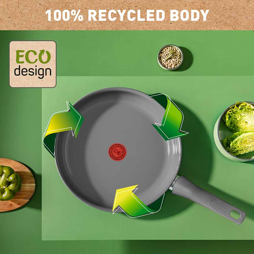 Tefal Revive Ceramic Induction Non-Stick Frypan recycled body infographic at MyHouse