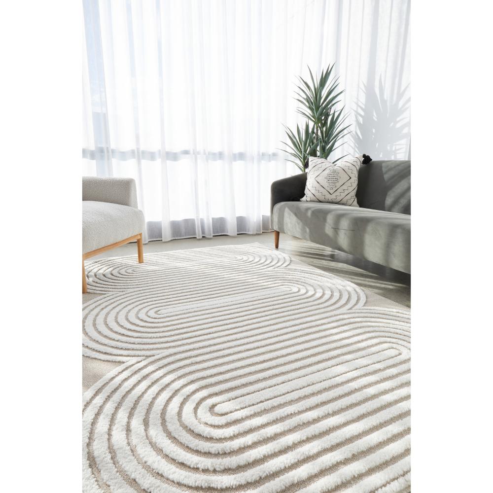 Rug Culture Lotus Carl Rug in mixed beige and white at MyHouse. Rug with oval detail.