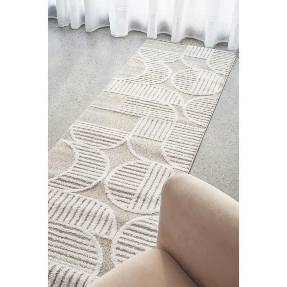 Rug Culture Lotus Leo Runner in Mixed Beige in lounge room at MyHouse