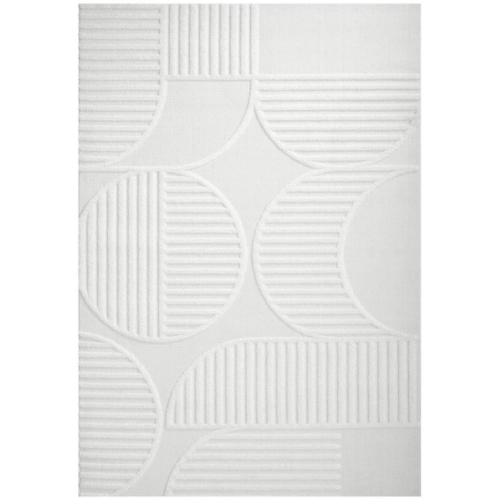 Rug Culture Lotus Leo Rug in White with art deco detail at MyHouse