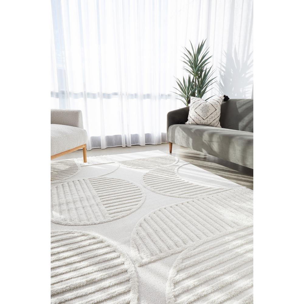 Rug Culture Lotus Leo Rug in White in lounge room at MyHouse