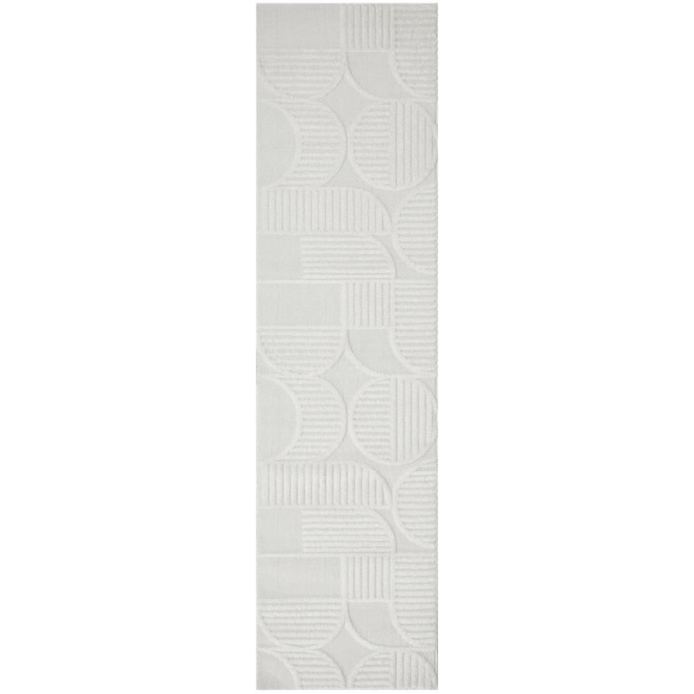 Rug Culture Lotus Leo Runner in White with art deco detail at MyHouse