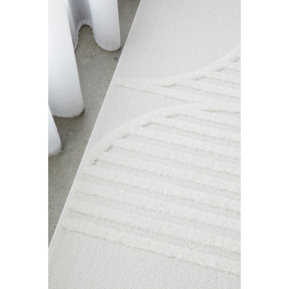 Rug Culture Lotus Leo Runner in White with art deco detail at MyHouse