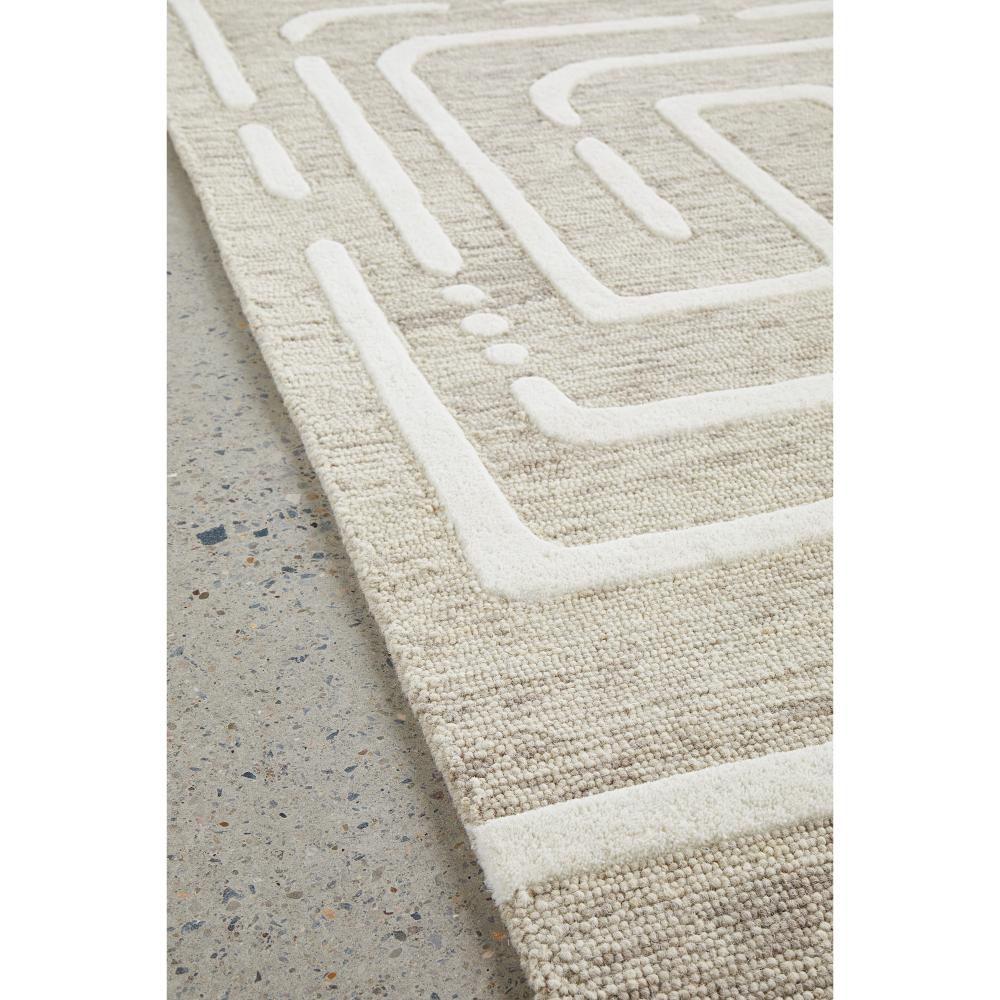 Rug Culture Summit Maze Wool Rug in Linen Cream detail image at MyHouse