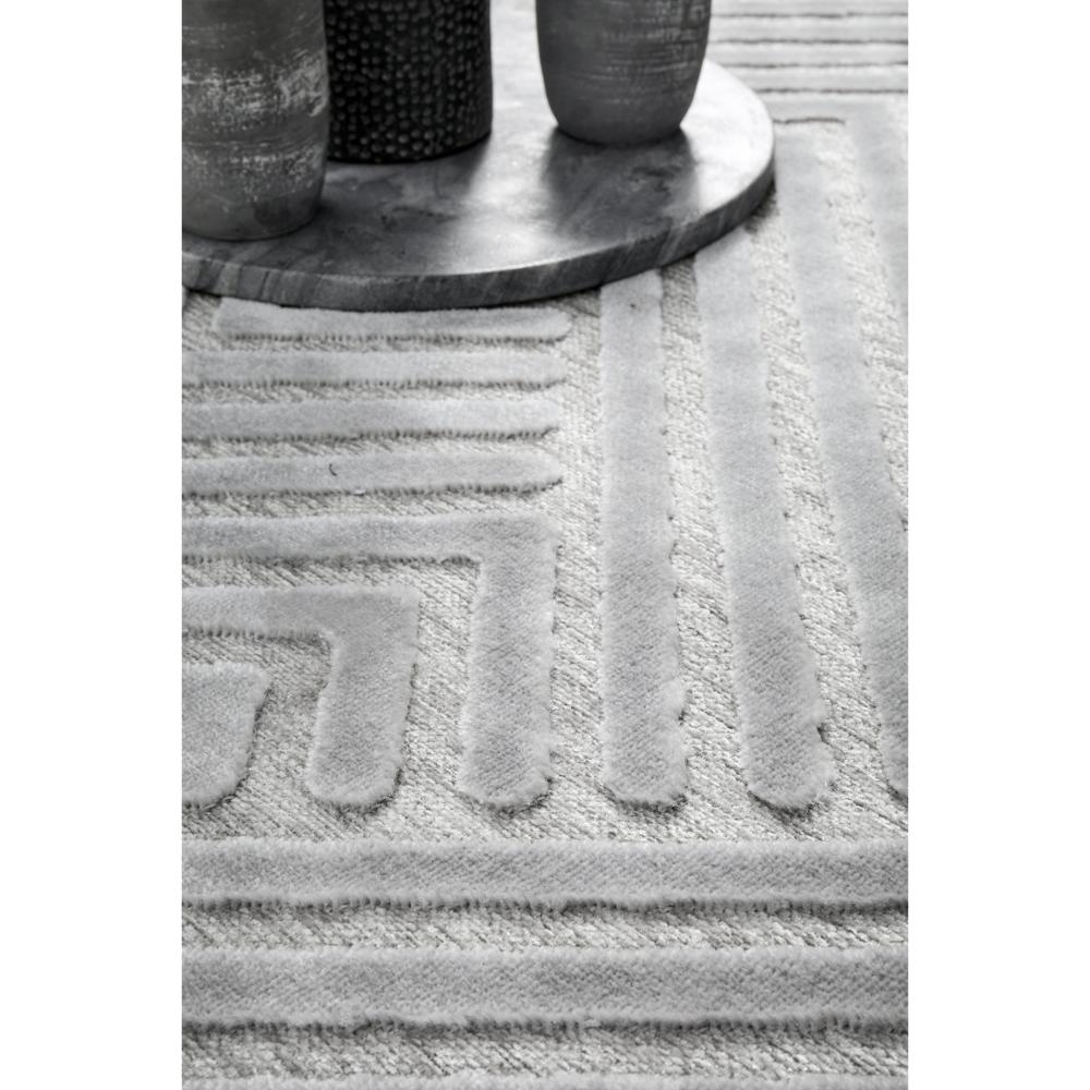 silver grey chevron patterned rug detail image - MyHouse