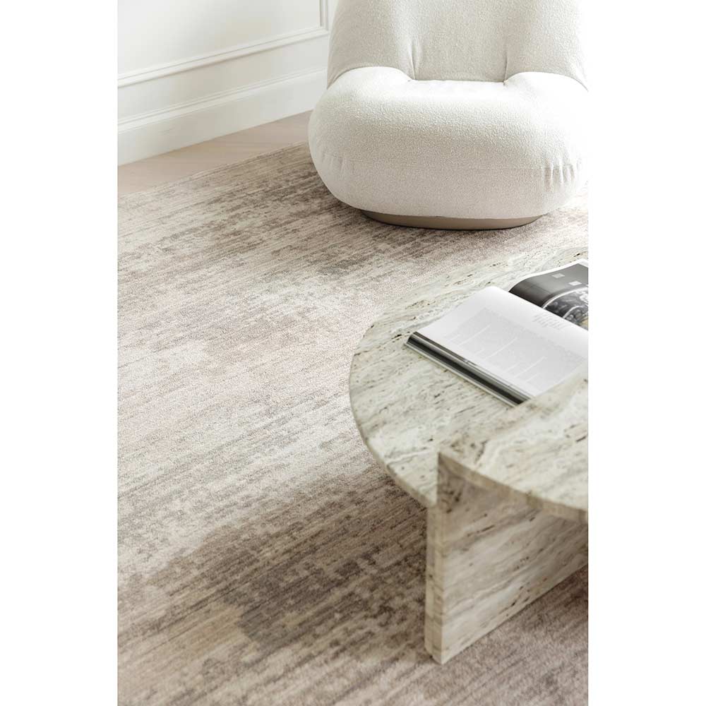 Darren Palmer Morgana Rug in Stone marle in lounge room setting at House