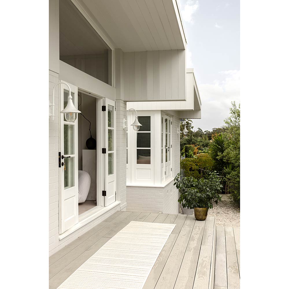 Darren Palmer Sandridge Indoor/Outdoor Runner in Cream on outdoor patio at MyHouse