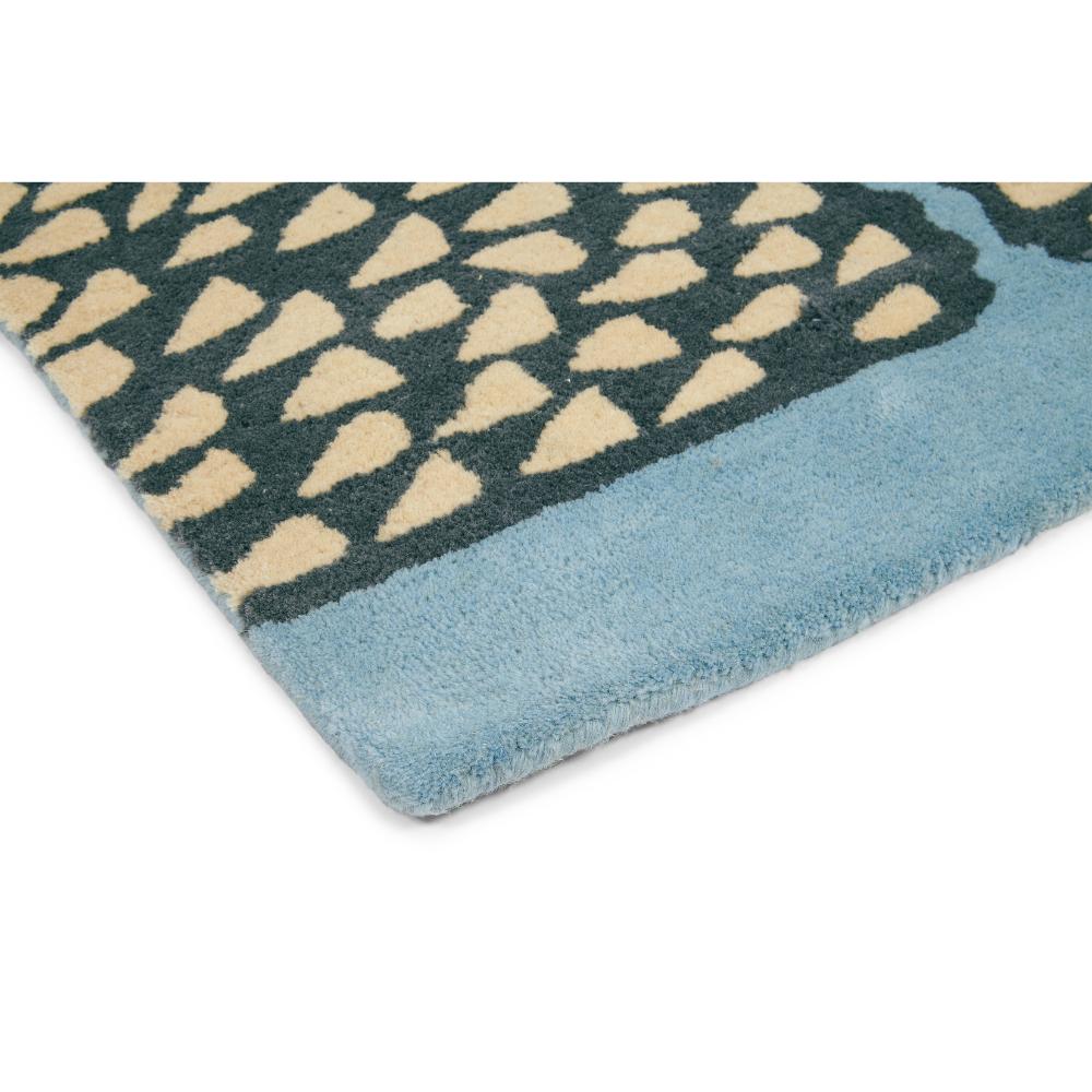blue hedgehog design kids wool rug detailed image - MyHouse