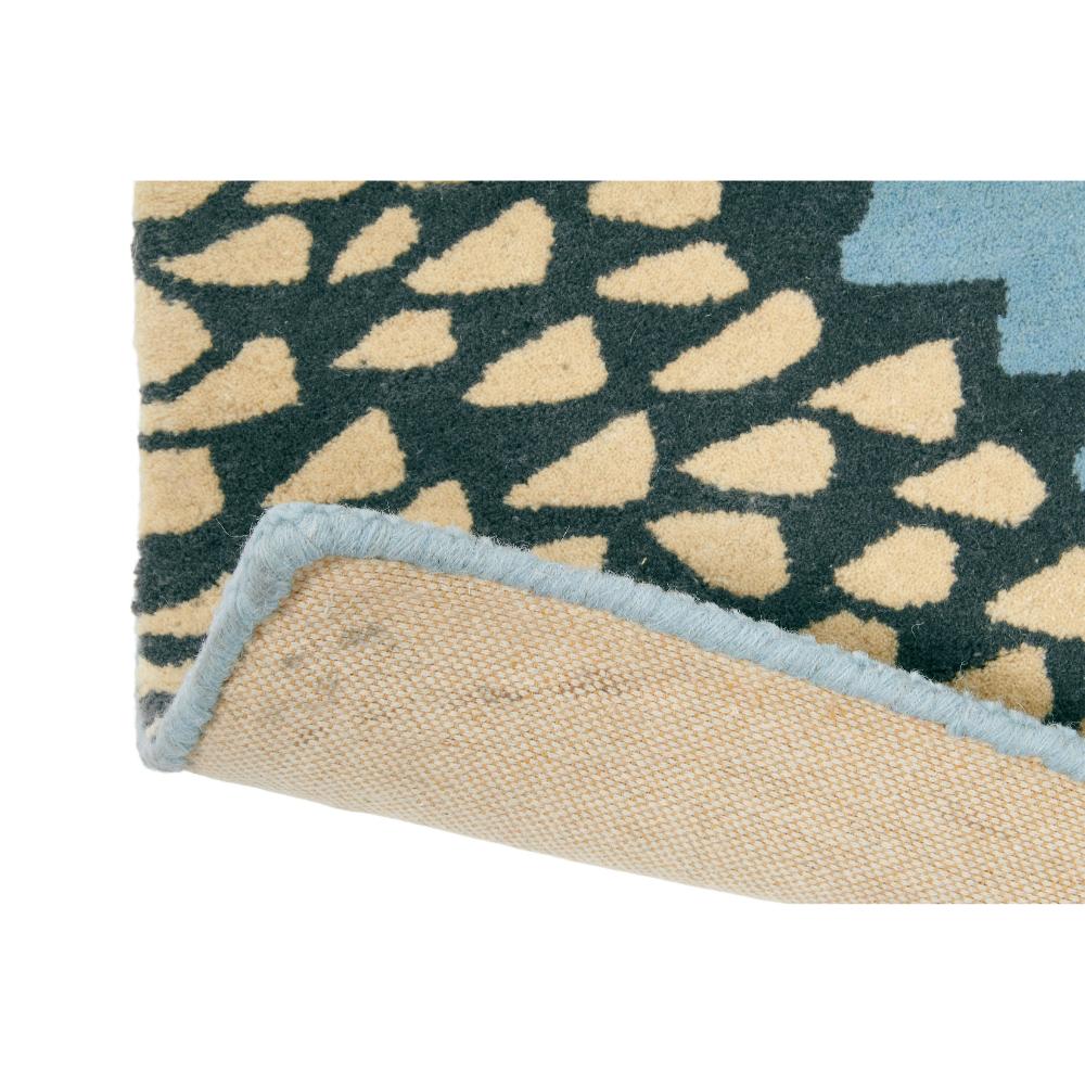 blue hedgehog design kids wool rug detailed image - MyHouse