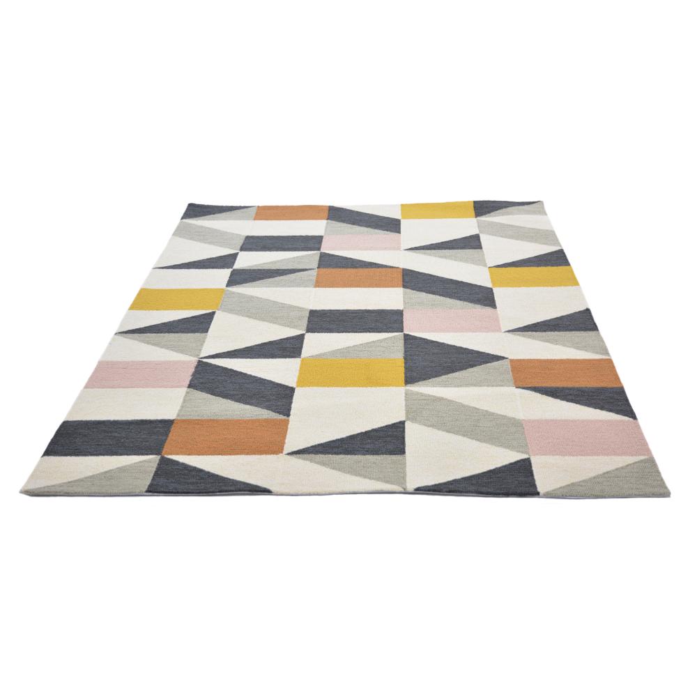 Multicolour geo print Indoor/Outdoor Rug angled image - MyHouse