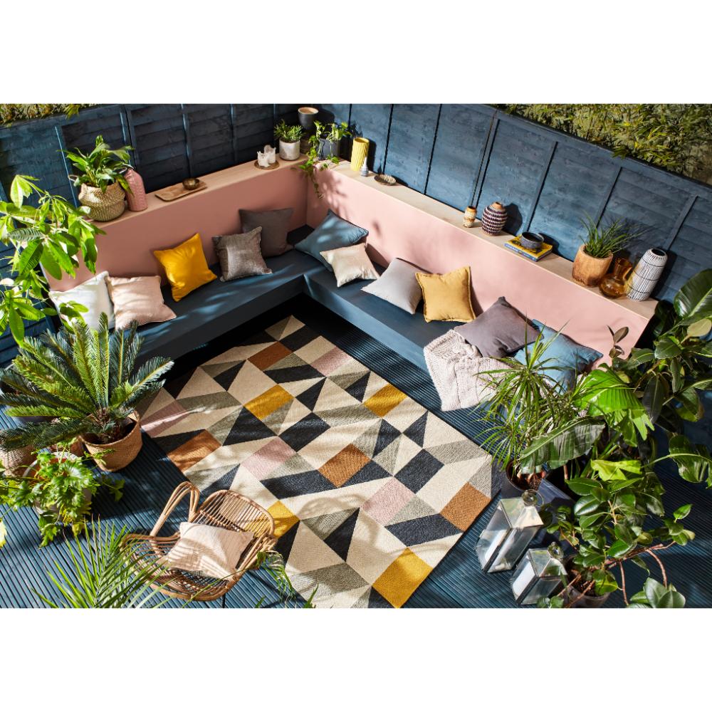 Multicolour geo print Indoor/Outdoor Rug on patio - MyHouse