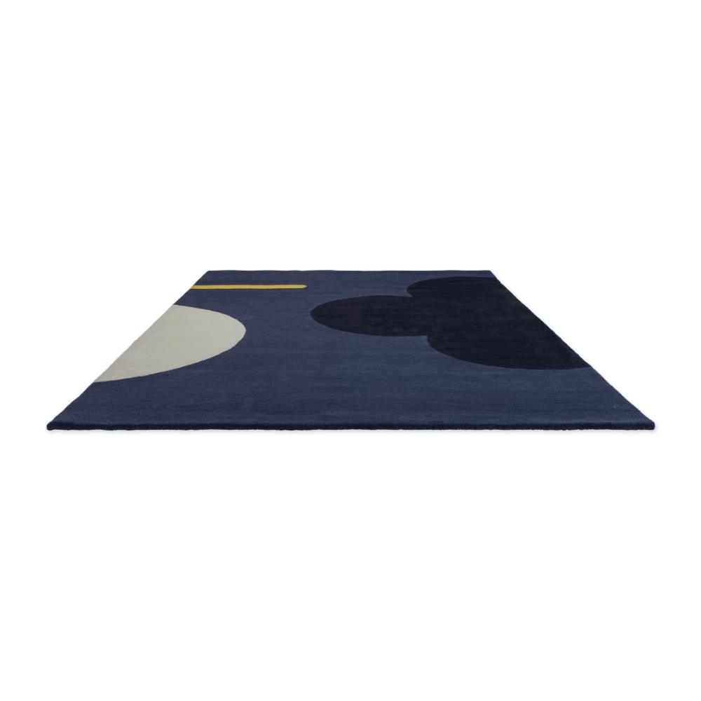 Geo Flower Wool Rug Blue detail image - MyHouse