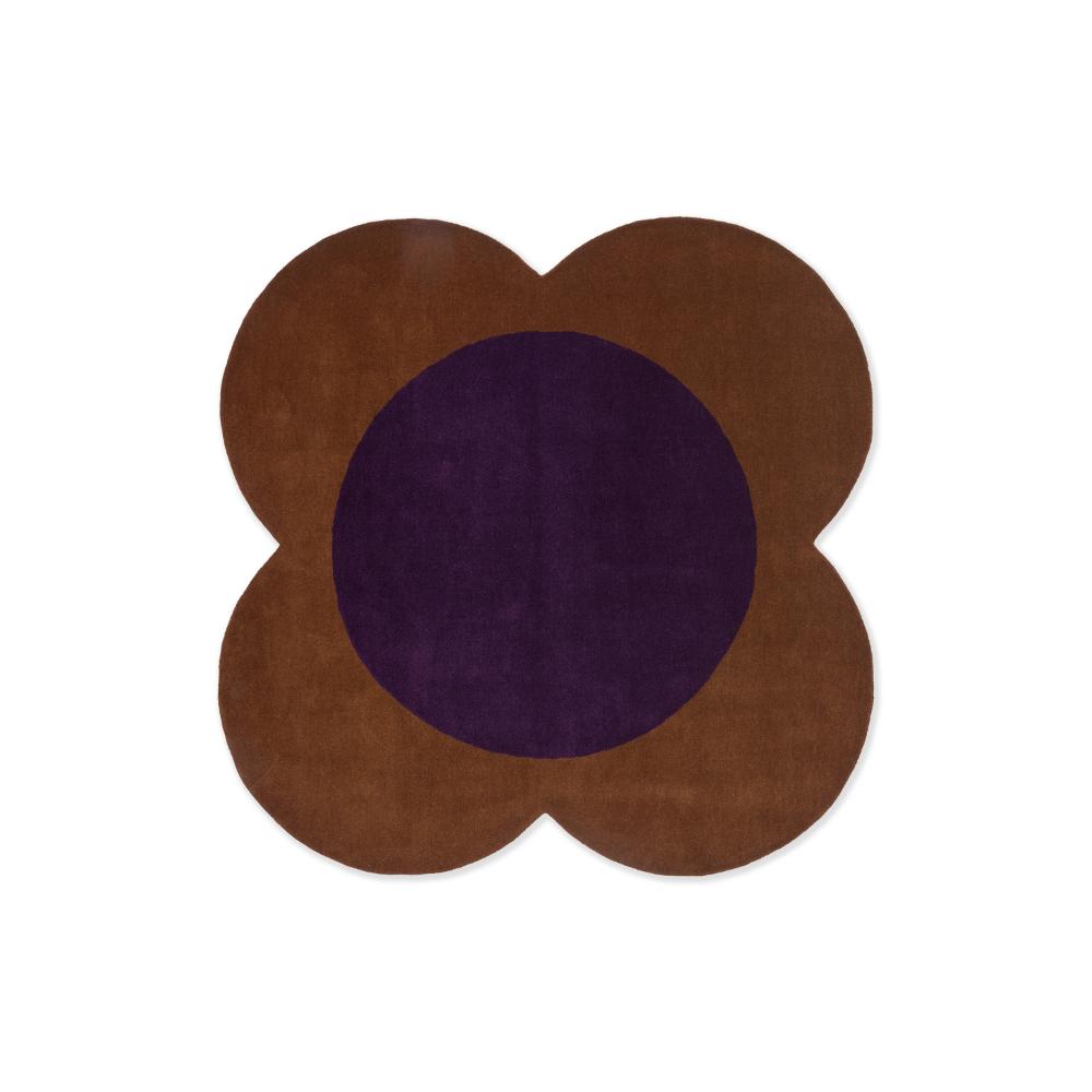 Orla Kiely Flower Spot Round Rug chestnut and violet - MyHouse