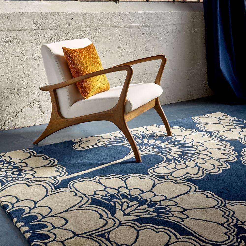 Florence Broadhurst Japanese Floral Rug midnight blue