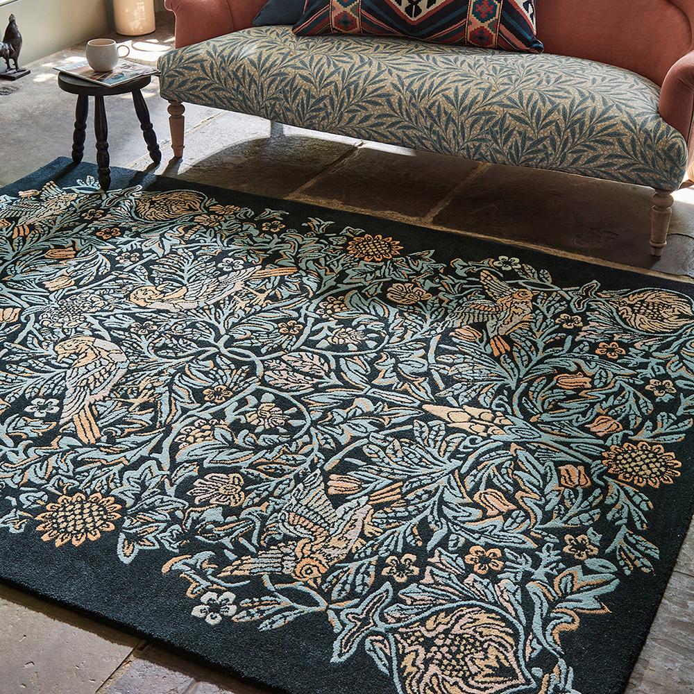 Morris & Co Bird Rug Webb's Blue