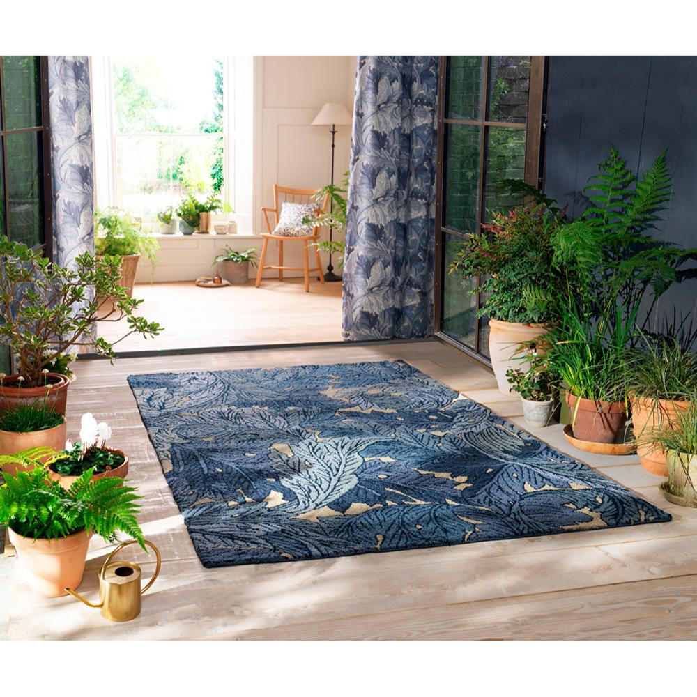 Morris & Co Acanthus Outdoor Rug indigo blue