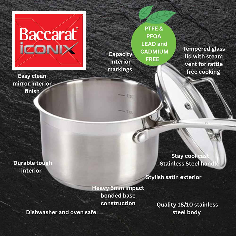 Baccarat iconiX Saucepan features and benefits infographic at MyHouse
