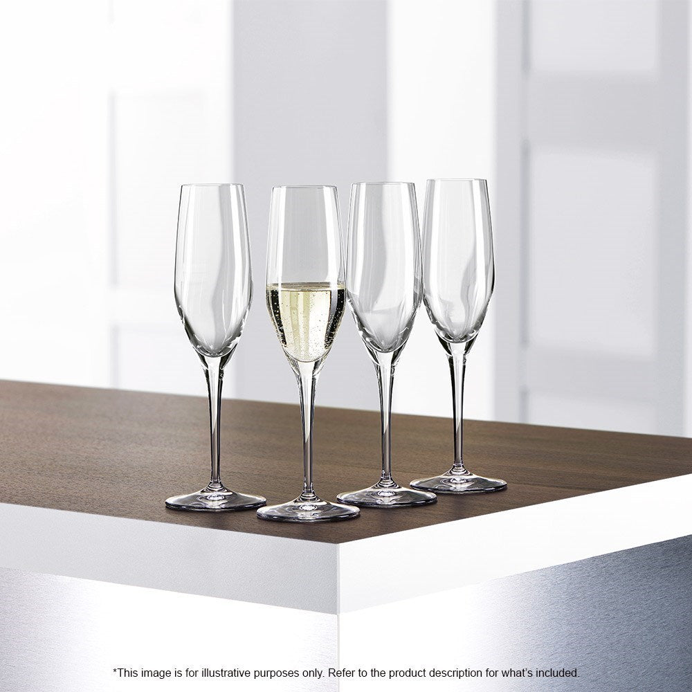 Spiegelau Authentis 4 Piece Crystal Glass Champagne Flute Set