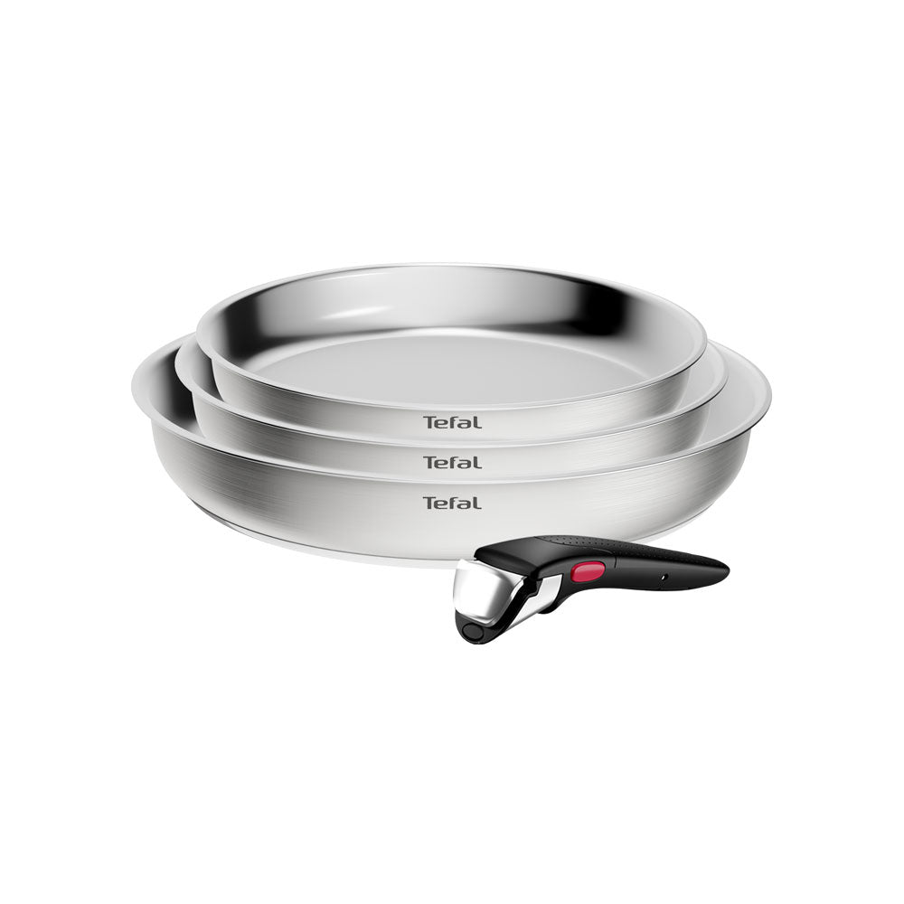 Tefal Ingenio Emotion+ Induction Uncoated Stainless Steel 4 Piece Induction Frypan Set