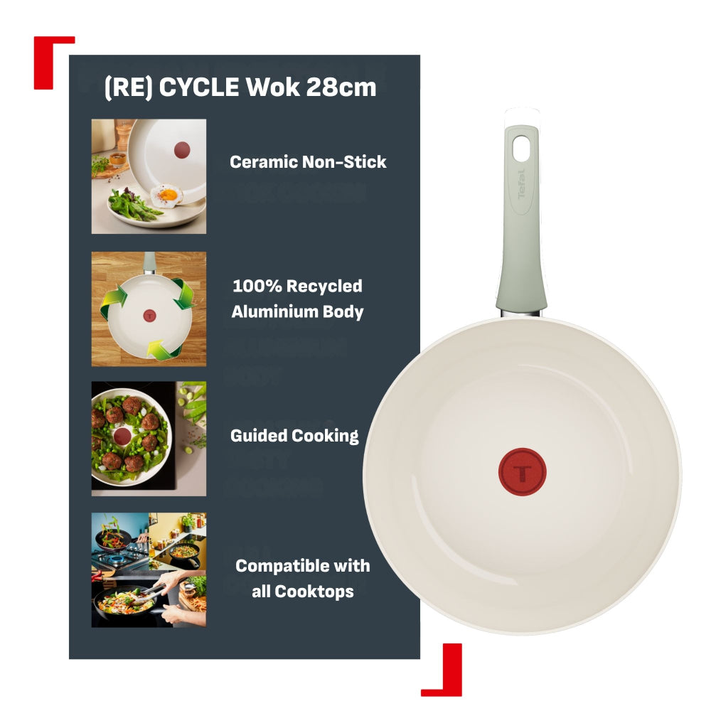 Tefal Recycle Induction Ceramic Non Stick Wok 28cm