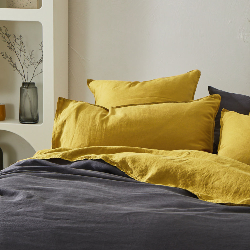Pure European Linen Quilt Cover Charcoal