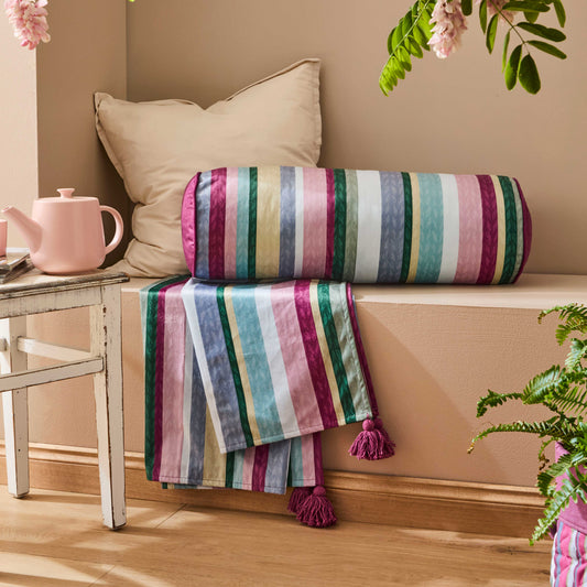 MyHouse Stripe Velvet Bolster 20x60cm
