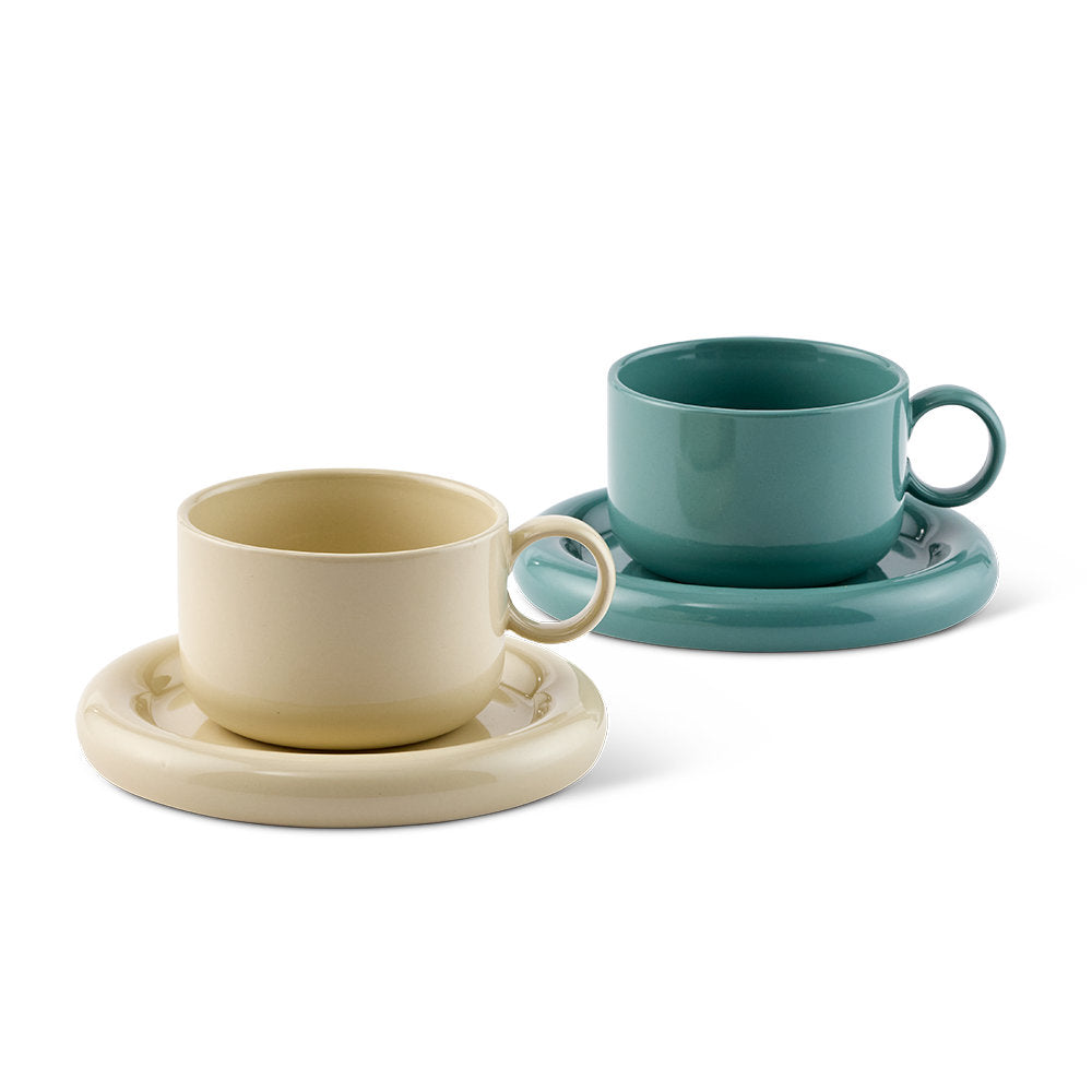 Salt & Pepper Finn Teacup & Saucer 240ml Set of 2