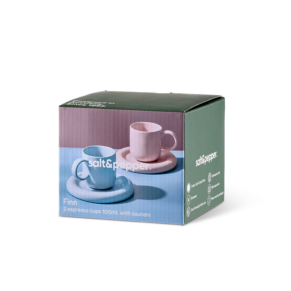 Salt & Pepper Finn Espresso Cup & Saucer 100ml Set of 2