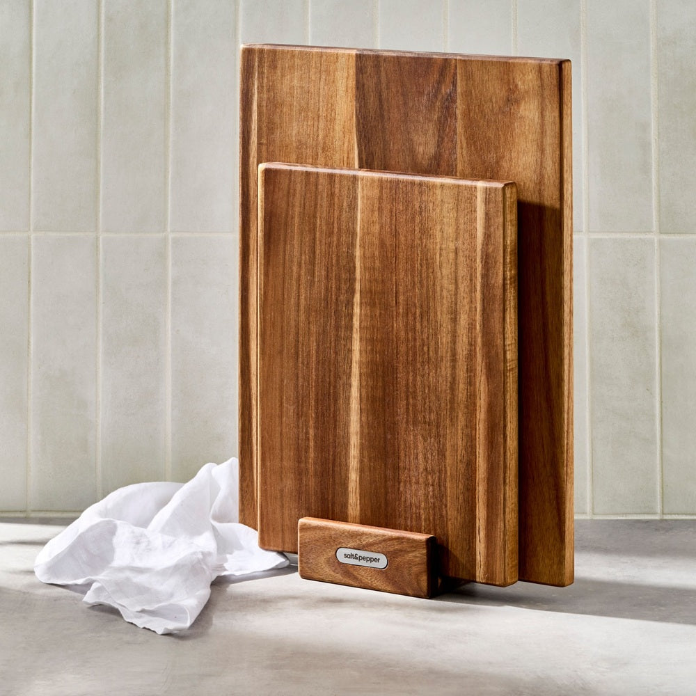 Salt & Pepper Noa Chopping Board Set With Stand 3 Piece