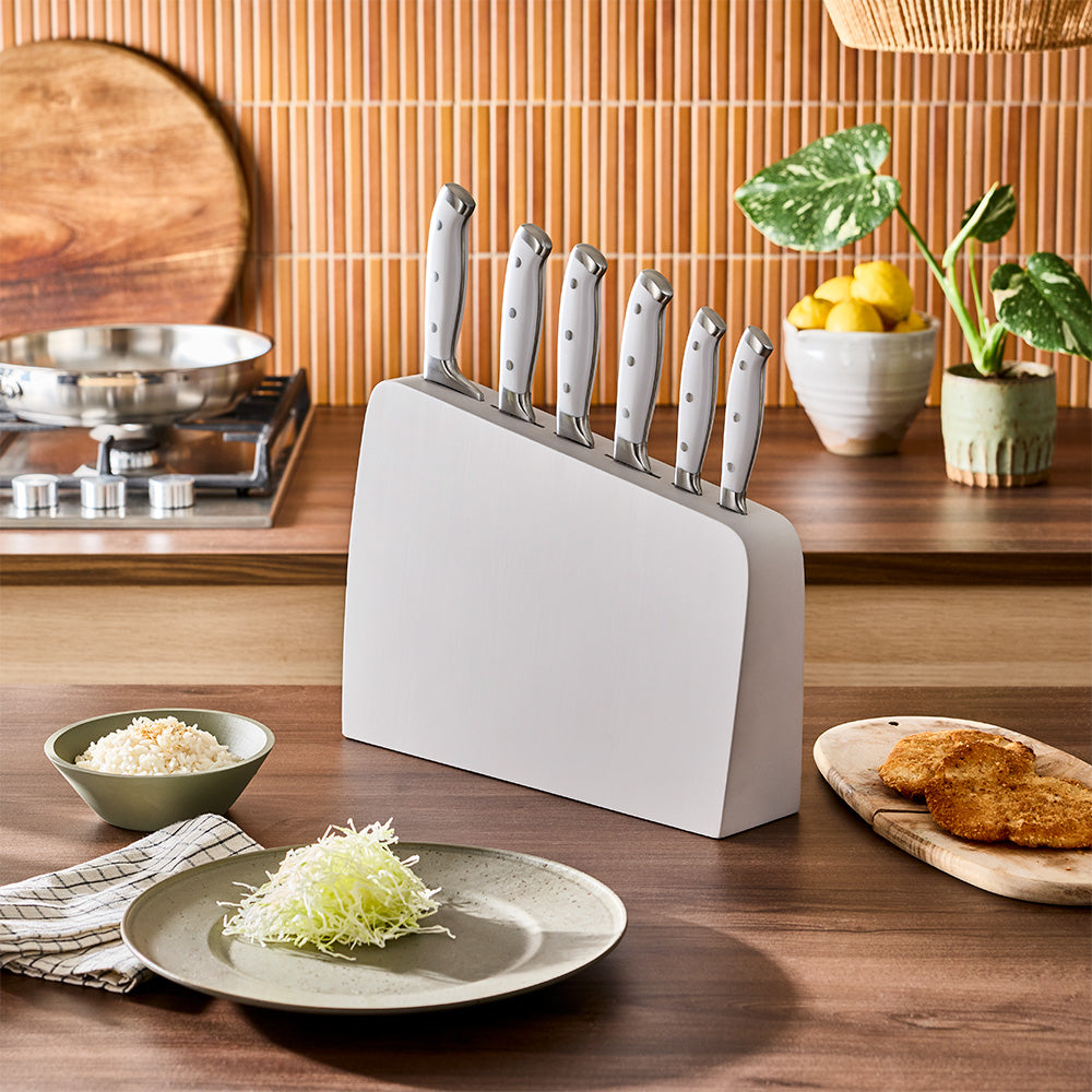 Baccarat Keiko Miro 7 Piece Knife Block Stone