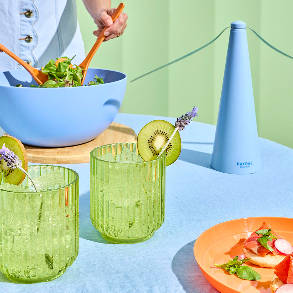 HAYDAE COLLECTIVE Salad Bowl Blue with Servers