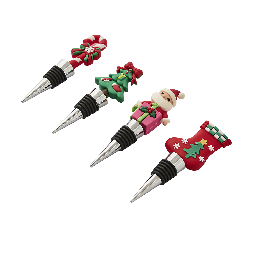 Ambrosia Santas Workshop Set Of 4 Wine Stoppers
