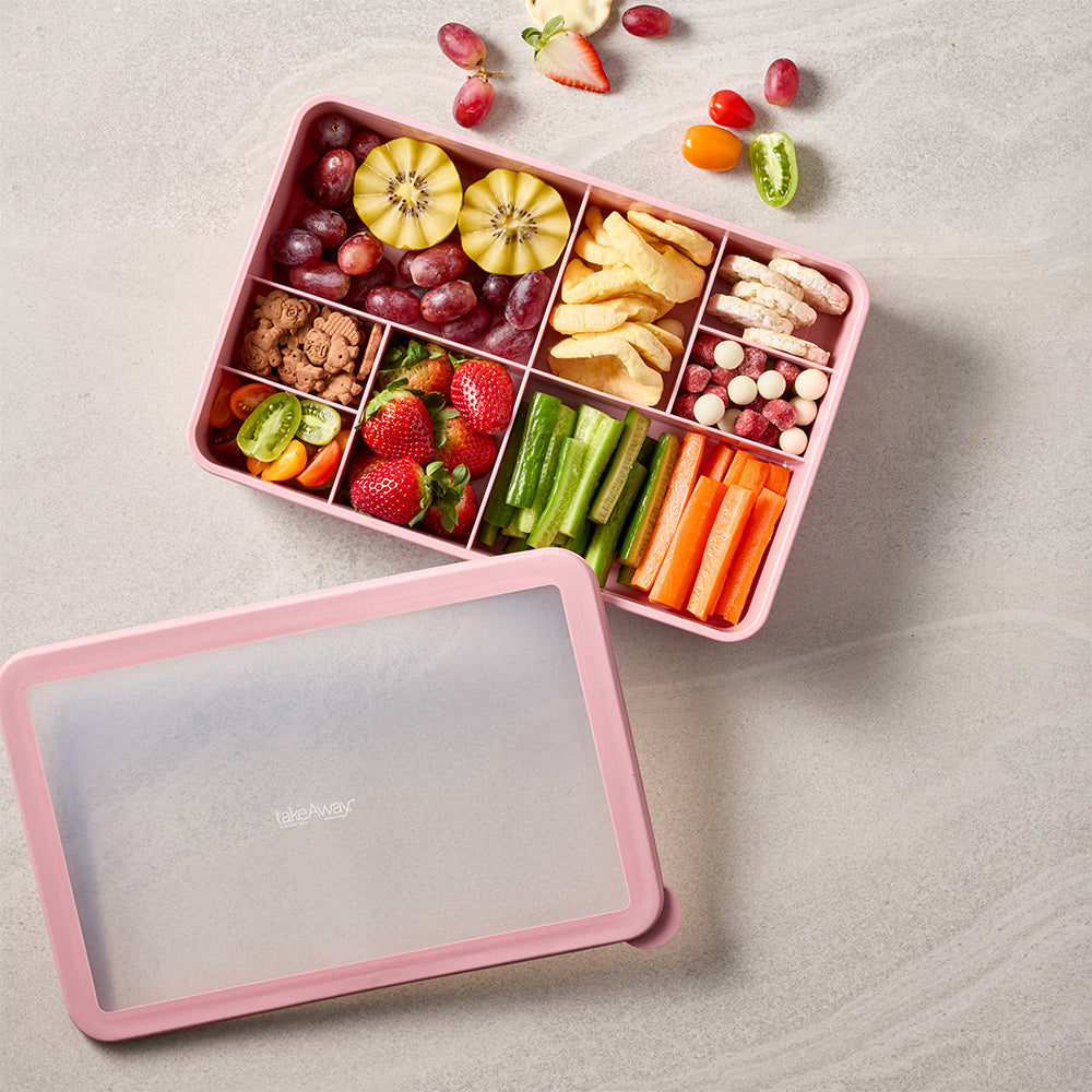 TakeAway Out 6 Compartment Rectangle Snack Box Berry