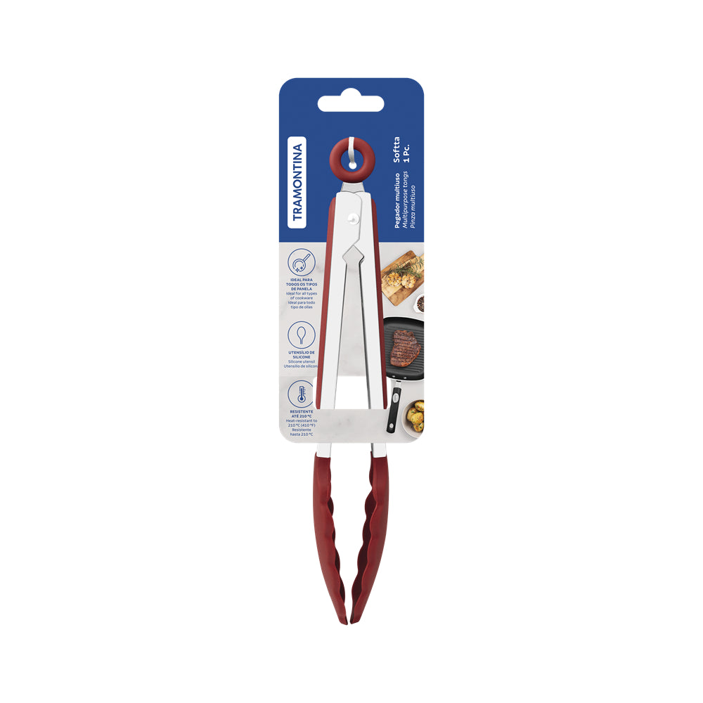 Tramontina Soffta Multipurpose Tongs 27cm Red