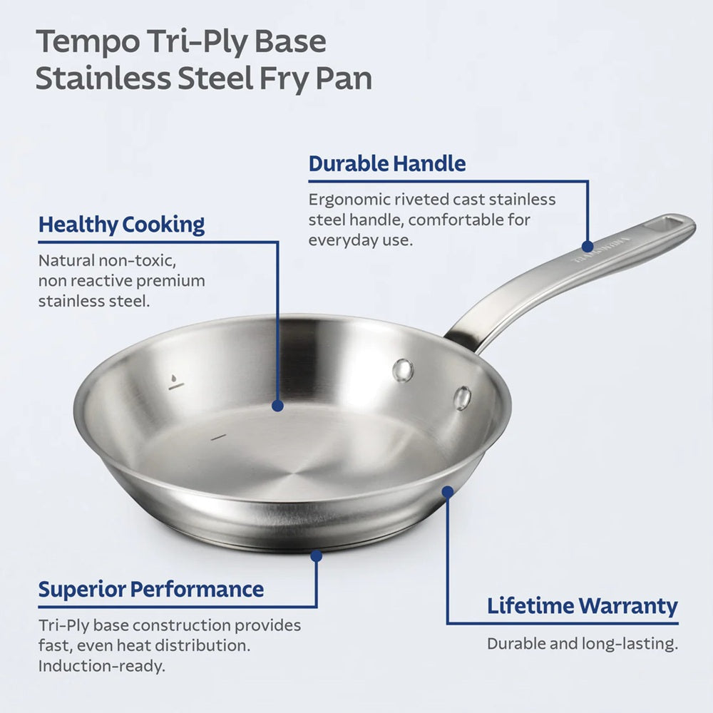 Tramontina Tempo Stainless Steel 2 Piece Frying Pan Set 20cm & 25cm