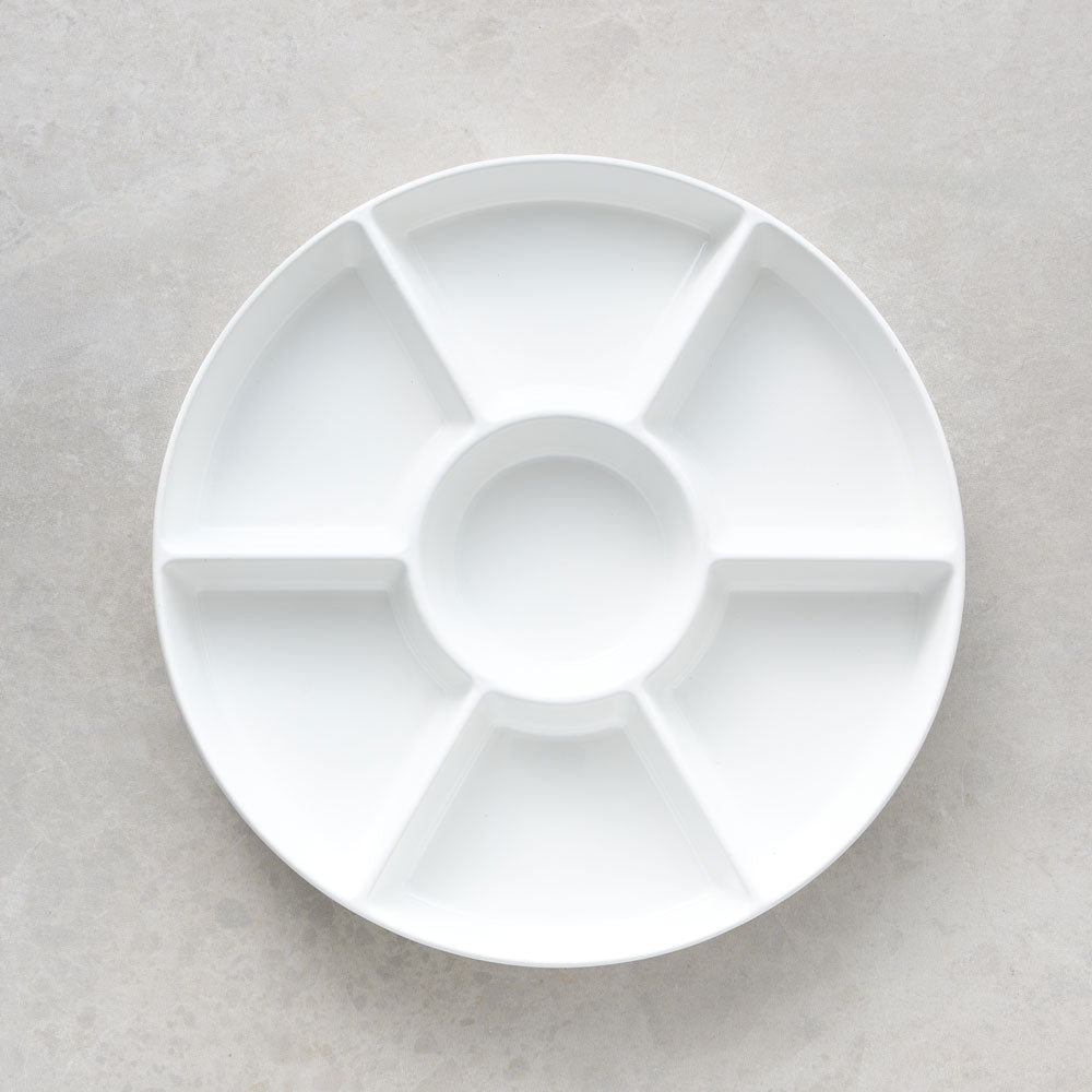 Wilkie Brothers White Round Divided Serving Platter