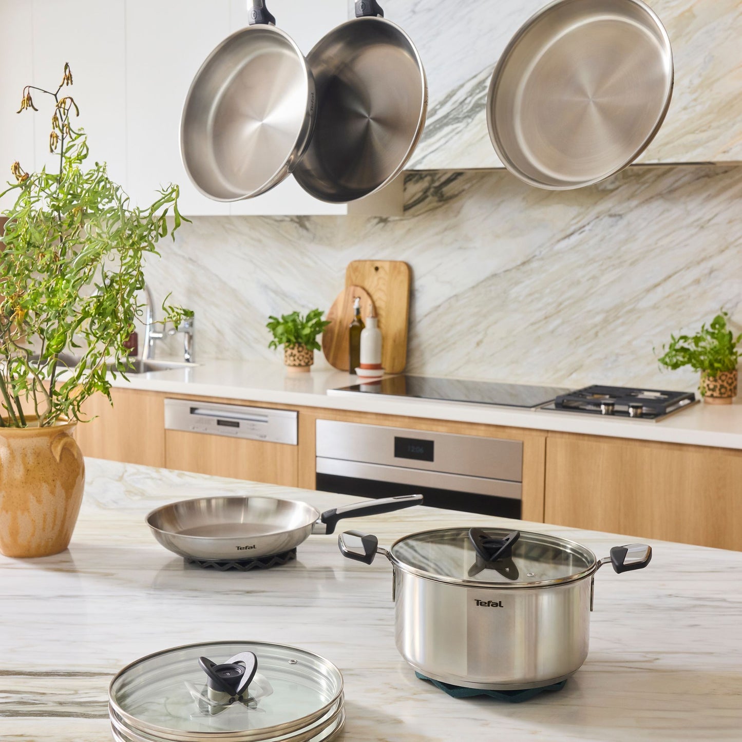 Tefal Space+ Emotion+ Induction Stainless Steel Non-Stick Shallowpan 26cm & Lid