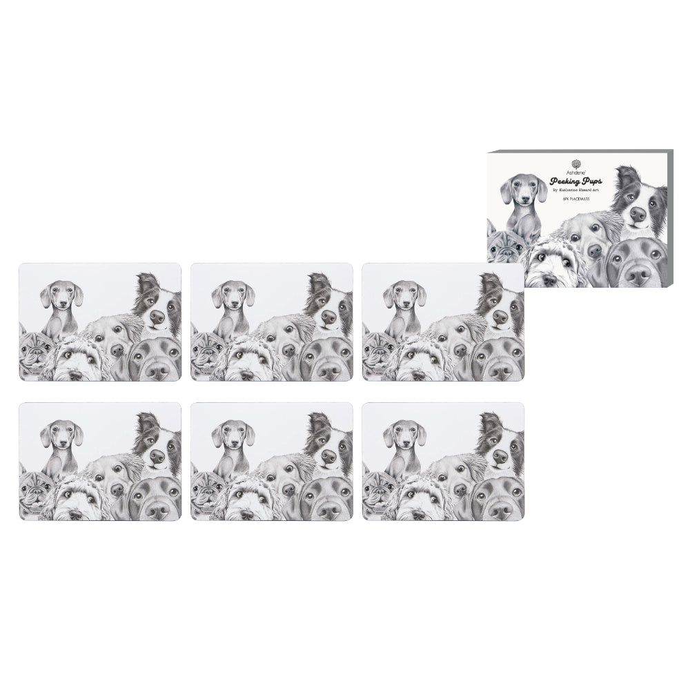 Ashdene Peeking Pups Set of 6 Placemats