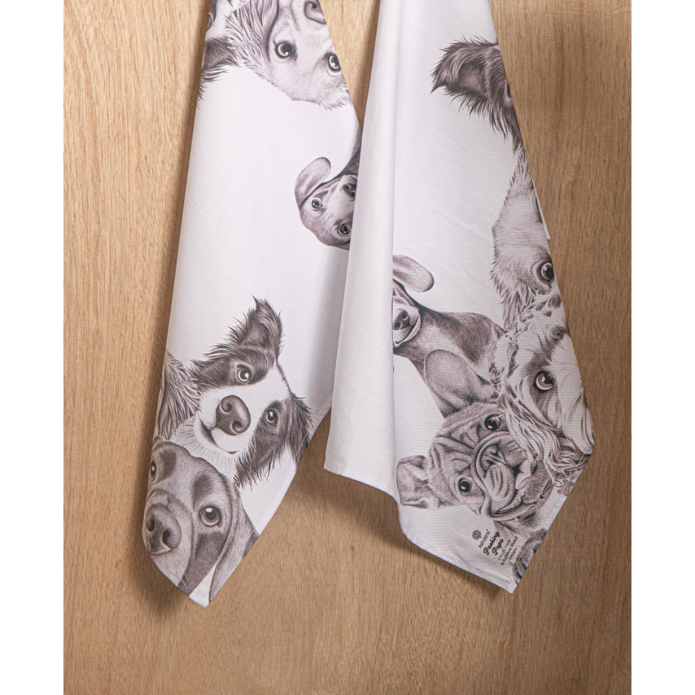 Ashdene Peeking Pups Set of 2 Kitchen Towels