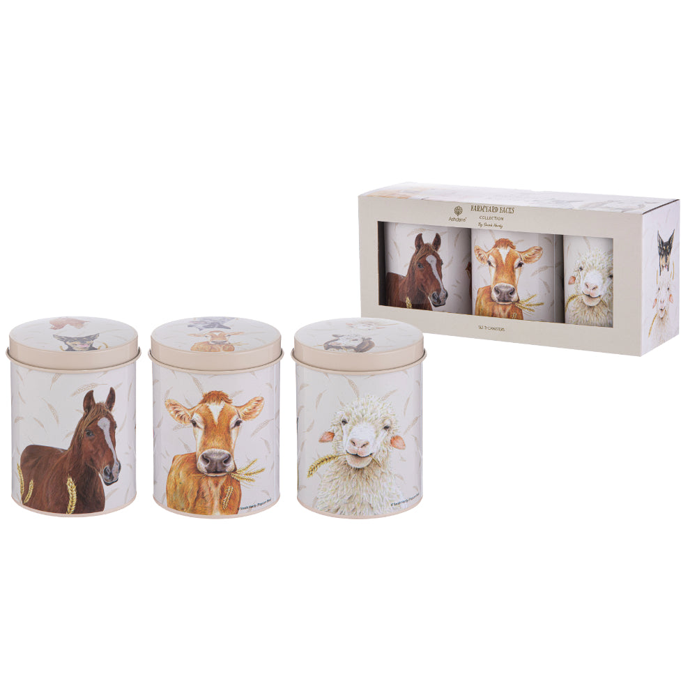 Ashdene Farmyard Faces Set of 3 Canisters