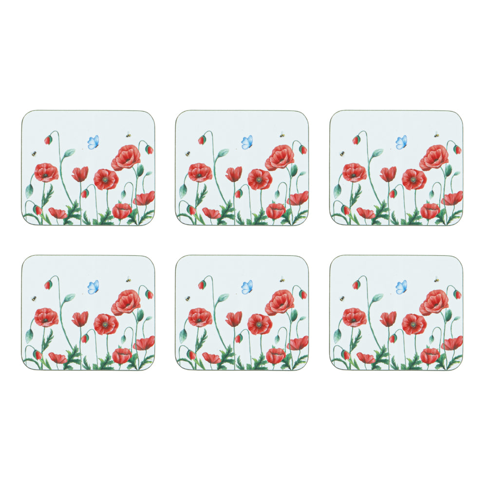 Ashdene Poppy Fields Coasters 6 Pack