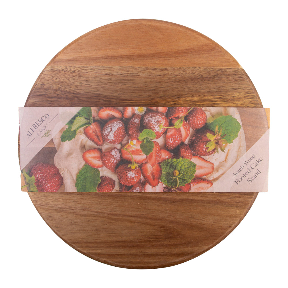 Alfresco Lane Acacia Wood Footed Cake Stand 30cm x 10.5cm