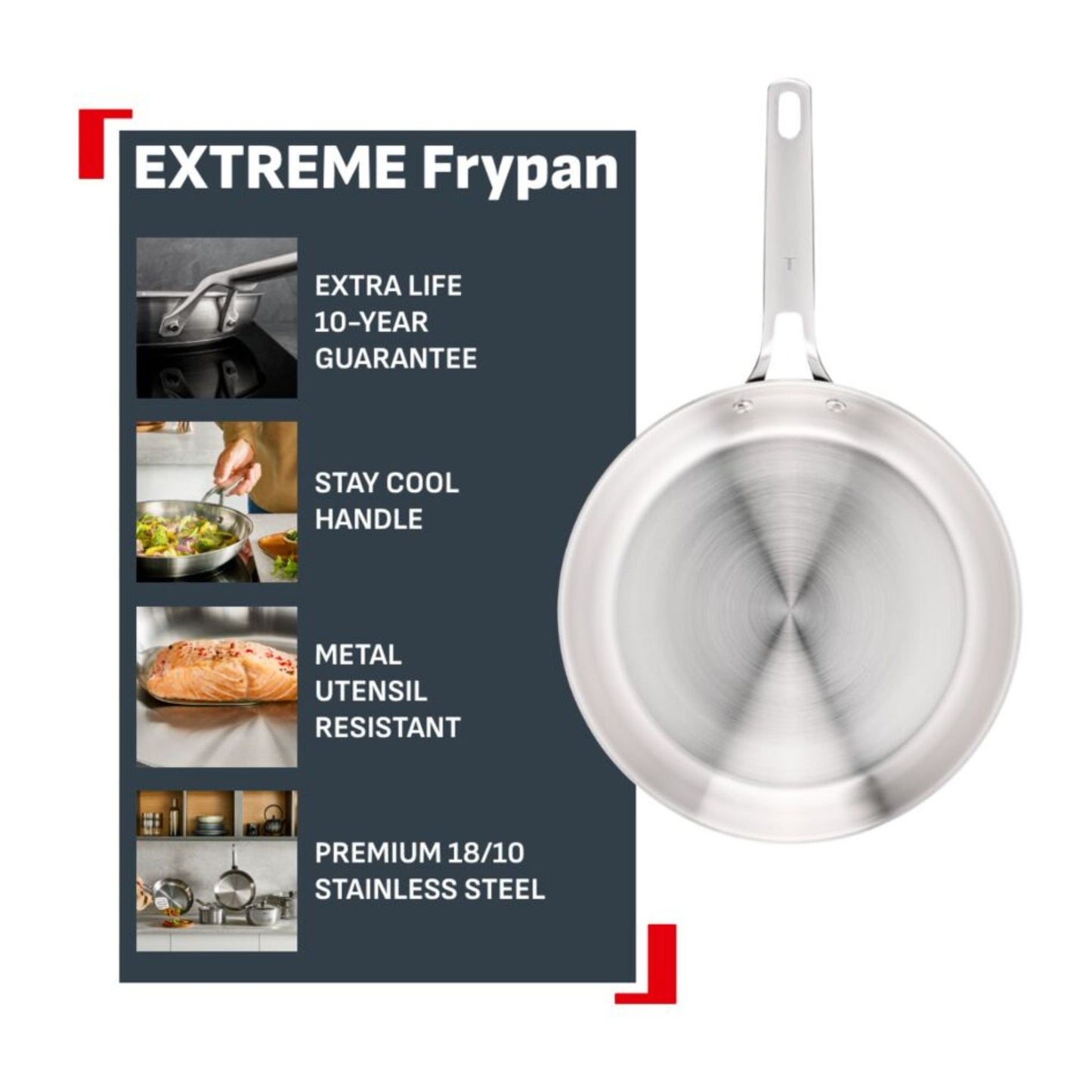 Tefal Extreme Induction Stainless Steel Frypan 28cm